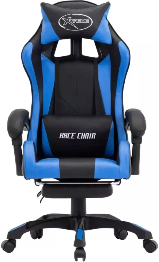 VidaXL -Racestoel-met-voetensteun-kunstleer-blauw-en-zwart - Foto 4