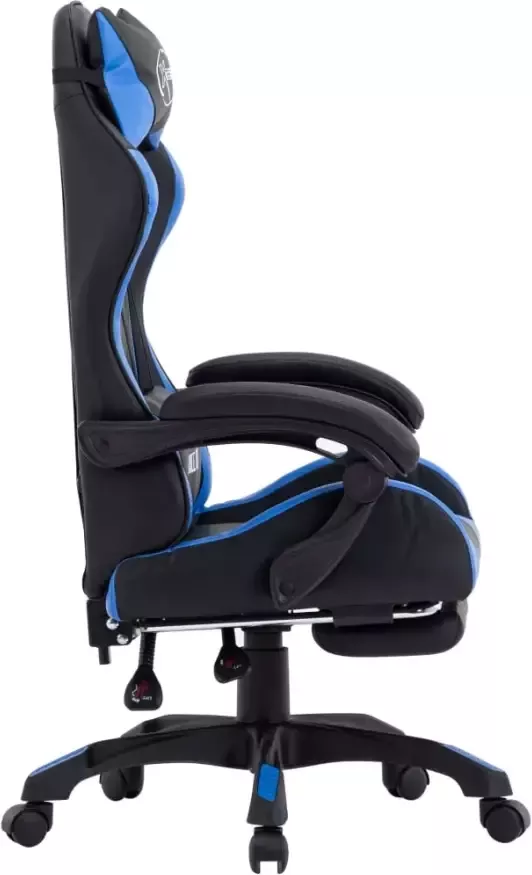 VidaXL -Racestoel-met-voetensteun-kunstleer-blauw-en-zwart - Foto 3