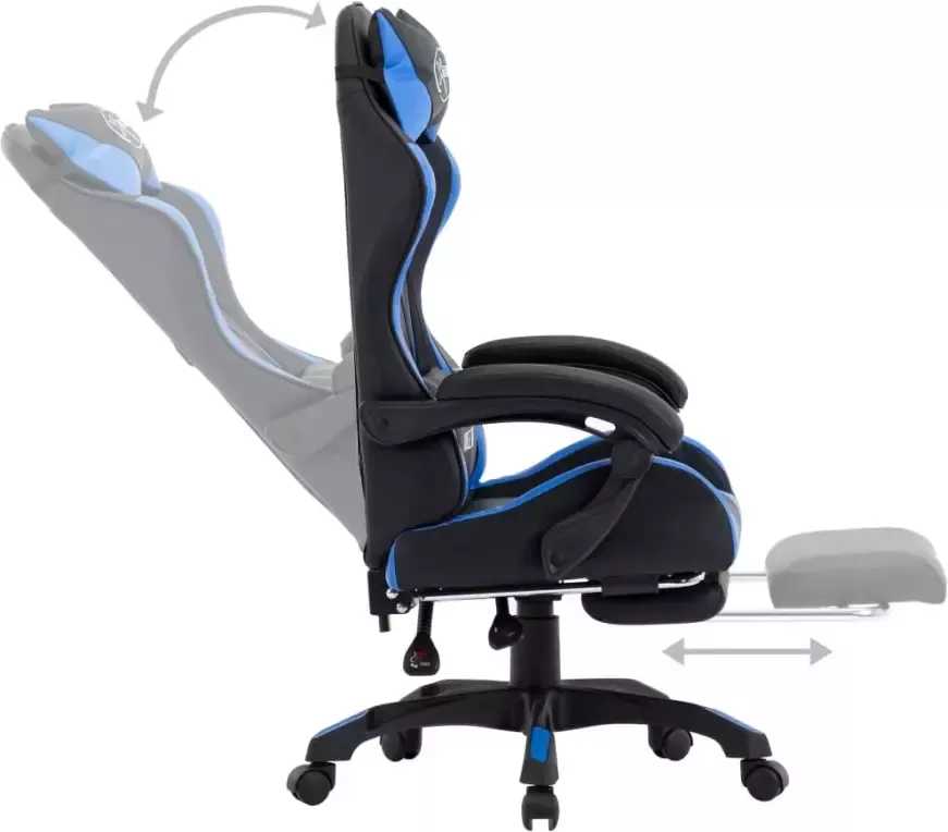 VidaXL -Racestoel-met-voetensteun-kunstleer-blauw-en-zwart - Foto 1