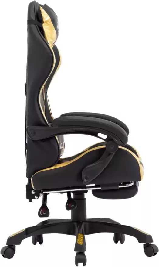 VidaXL -Racestoel-met-voetensteun-kunstleer-goudkleurig-en-zwart - Foto 3