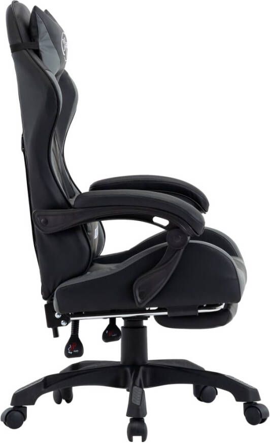 VidaXL -Racestoel-met-voetensteun-kunstleer-grijs-en-zwart - Foto 3