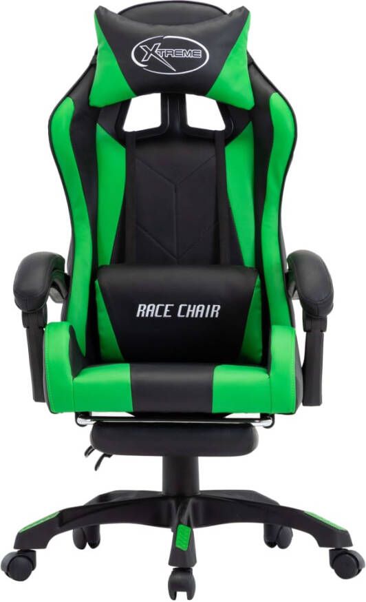 VidaXL -Racestoel-met-voetensteun-kunstleer-groen-en-zwart - Foto 4