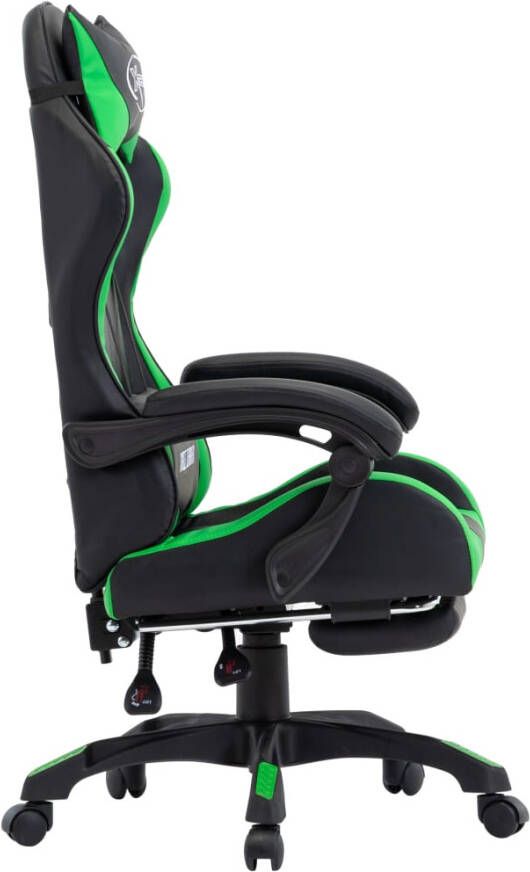 VidaXL -Racestoel-met-voetensteun-kunstleer-groen-en-zwart - Foto 3