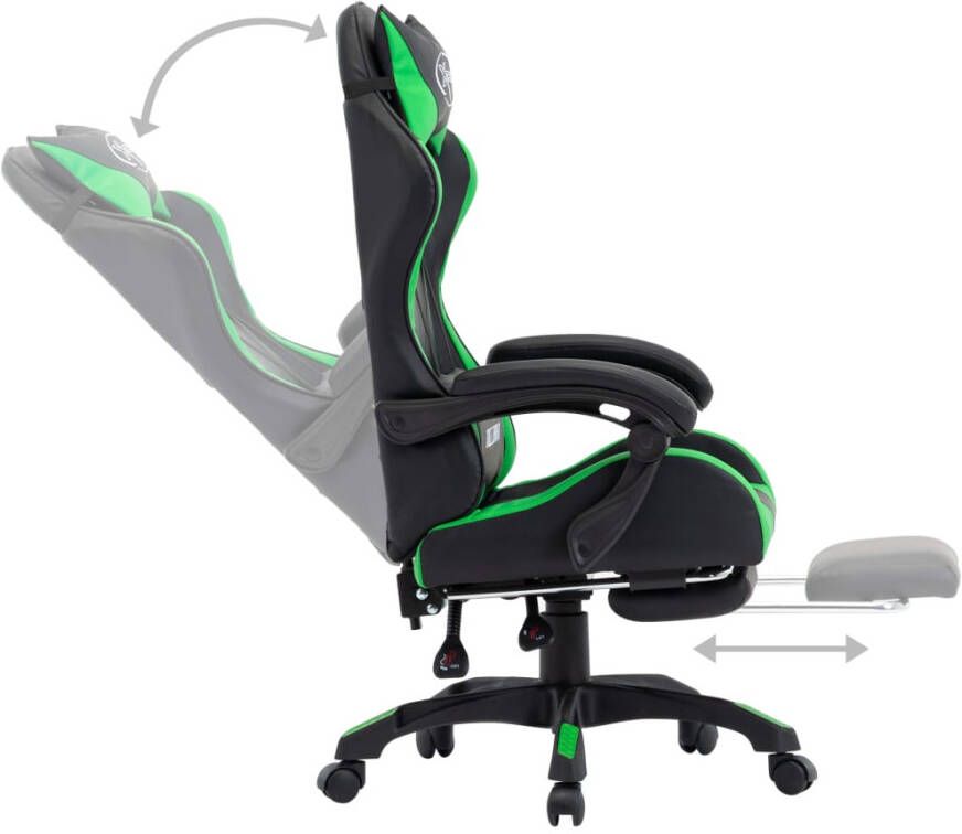 VidaXL -Racestoel-met-voetensteun-kunstleer-groen-en-zwart