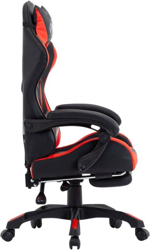 VidaXL -Racestoel-met-voetensteun-kunstleer-rood-en-zwart - Foto 3