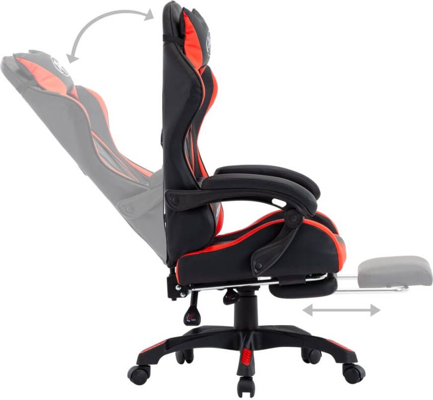 VidaXL -Racestoel-met-voetensteun-kunstleer-rood-en-zwart