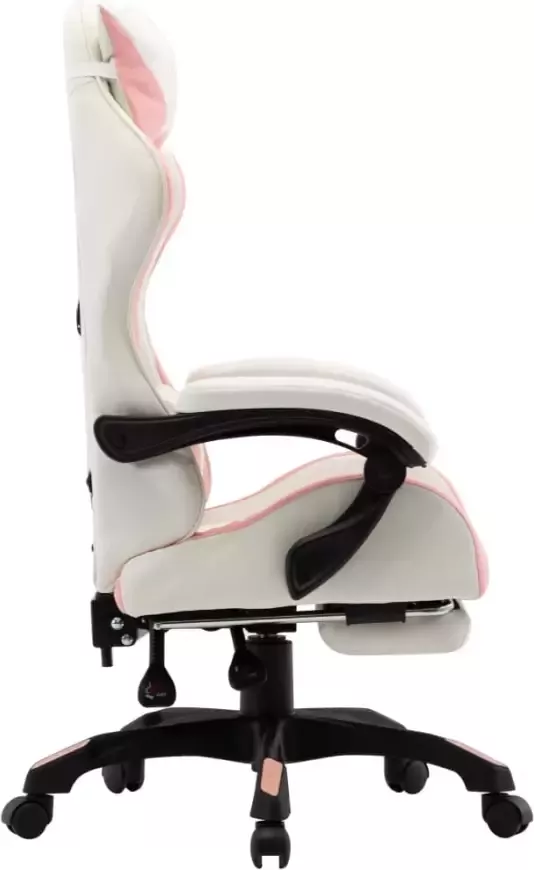 VidaXL -Racestoel-met-voetensteun-kunstleer-roze-en-wit - Foto 3