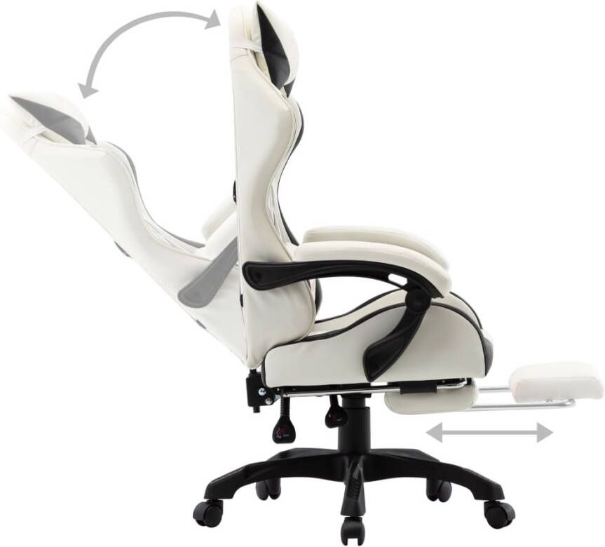 VidaXL -Racestoel-met-voetensteun-kunstleer-zwart-en-wit
