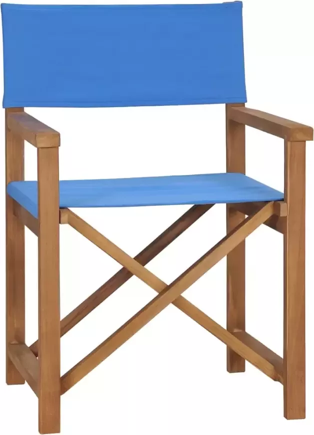 VIDAXL Regisseursstoelen 2 st massief teakhout blauw