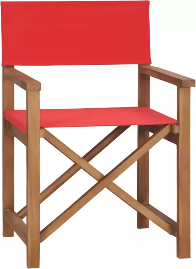 VidaXL Regisseursstoelen 2 st massief teakhout rood