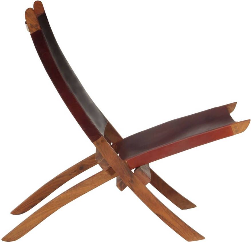 VidaXL -Relaxstoel-inklapbaar-echt-leer-donkerbruin - Foto 3