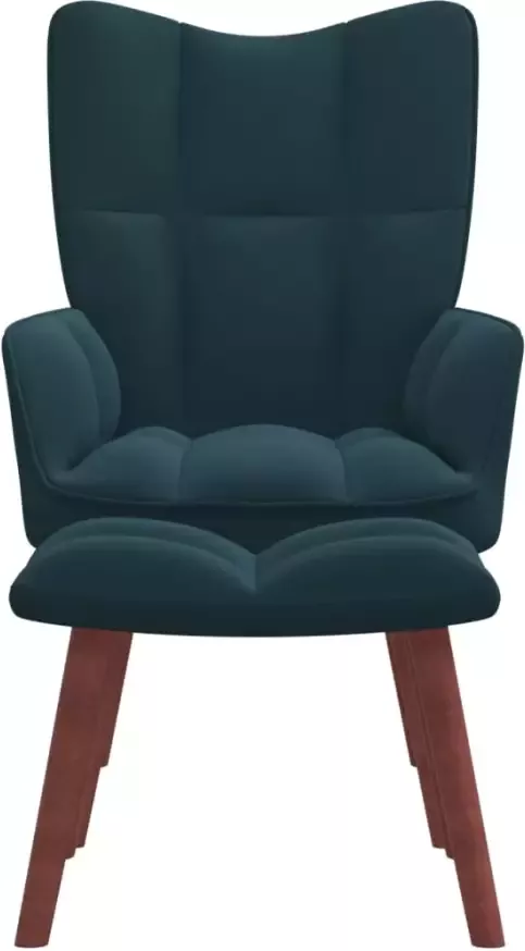 VidaXL Relaxstoel met voetenbank fluweel blauw - Foto 3