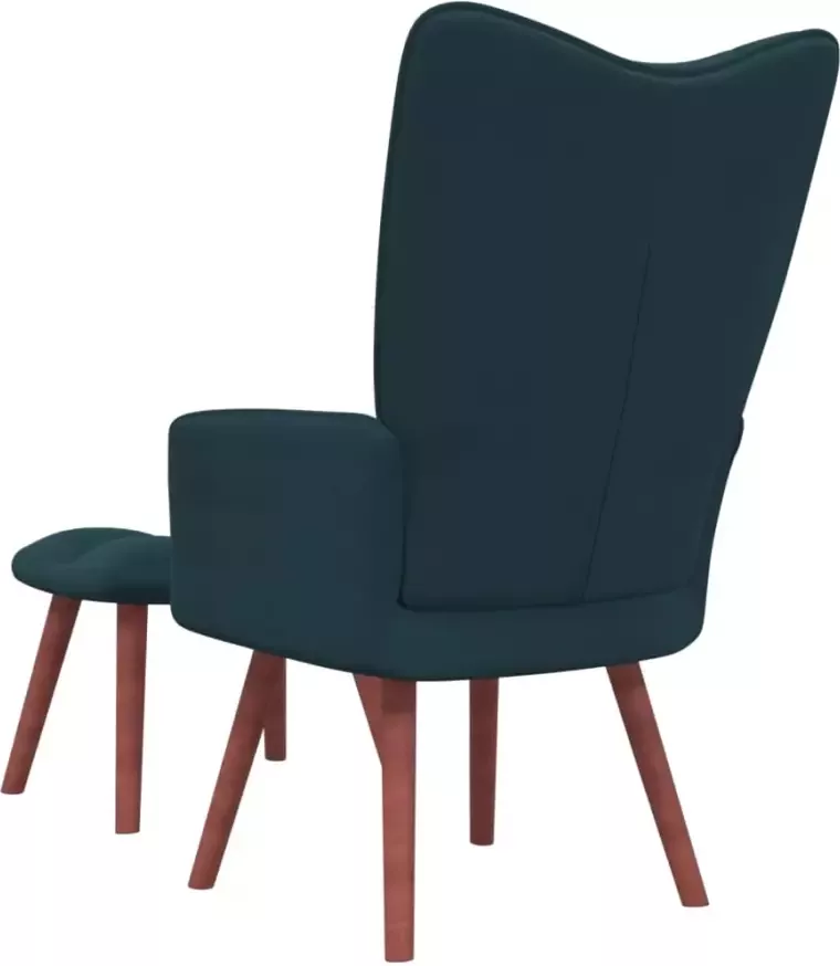 VidaXL Relaxstoel met voetenbank fluweel blauw - Foto 2