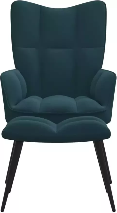 VIDAXL Relaxstoel met voetenbank fluweel blauw - Foto 4