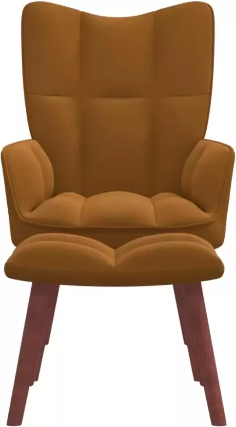 VidaXL Relaxstoel met voetenbank fluweel bruin - Foto 3