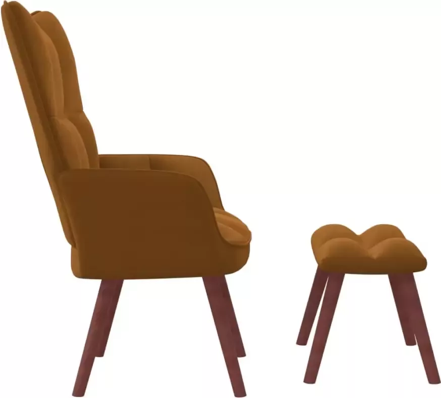 VidaXL Relaxstoel met voetenbank fluweel bruin - Foto 1