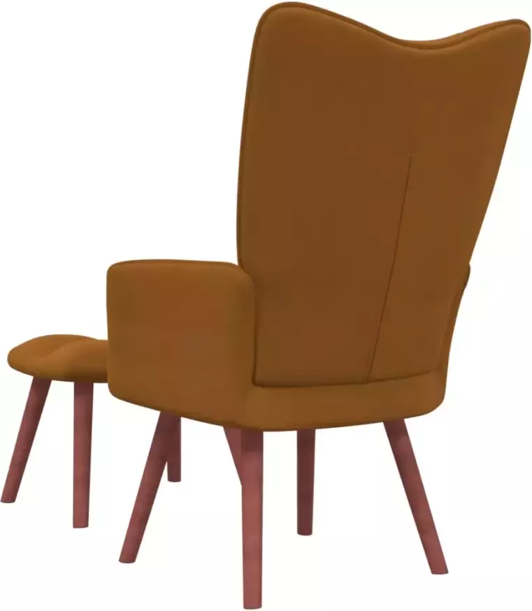 VidaXL Relaxstoel met voetenbank fluweel bruin - Foto 2
