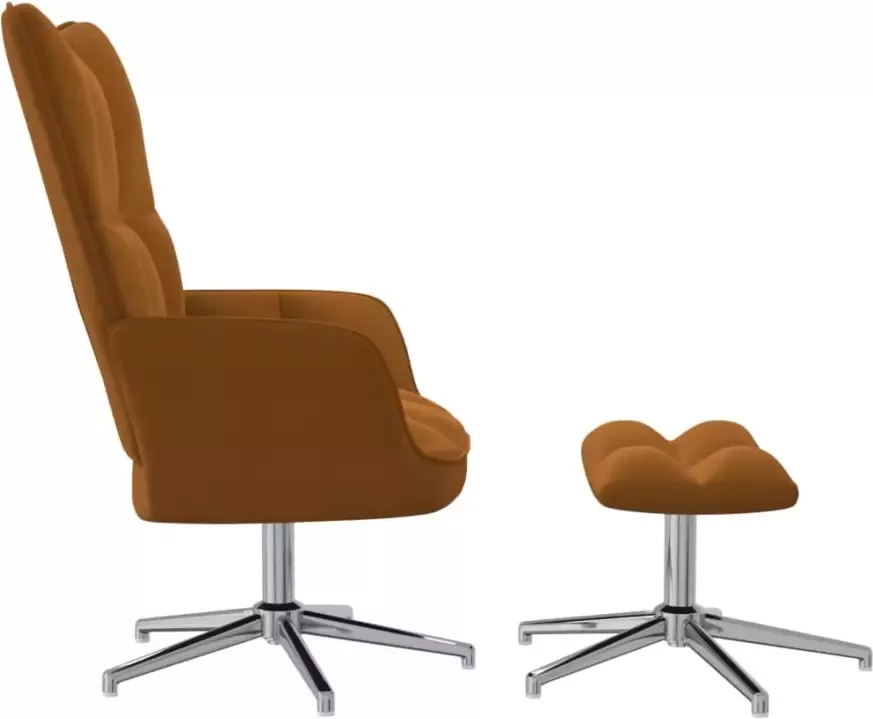 VIDAXL Relaxstoel met voetenbank fluweel bruin
