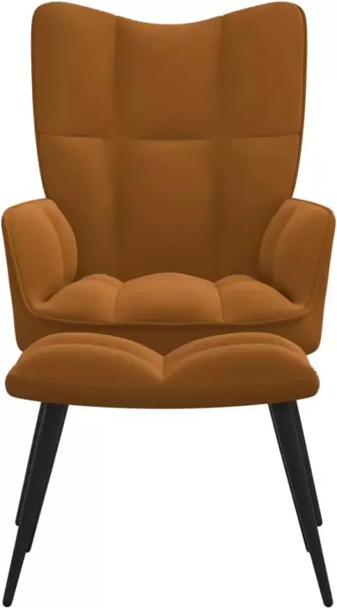 VIDAXL Relaxstoel met voetenbank fluweel bruin - Foto 4