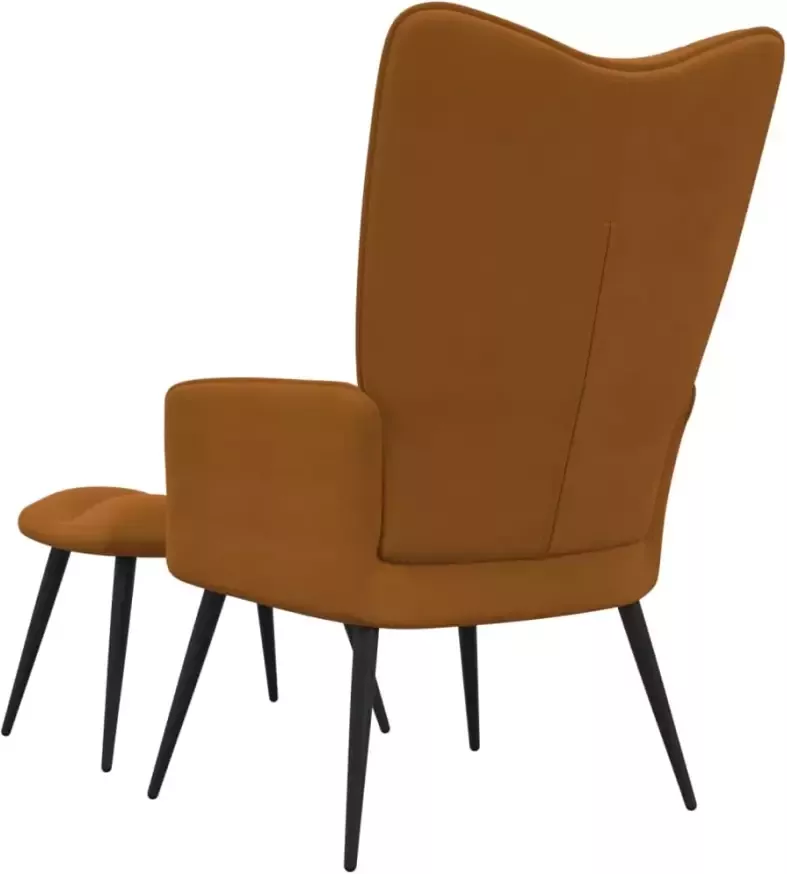 VIDAXL Relaxstoel met voetenbank fluweel bruin - Foto 3