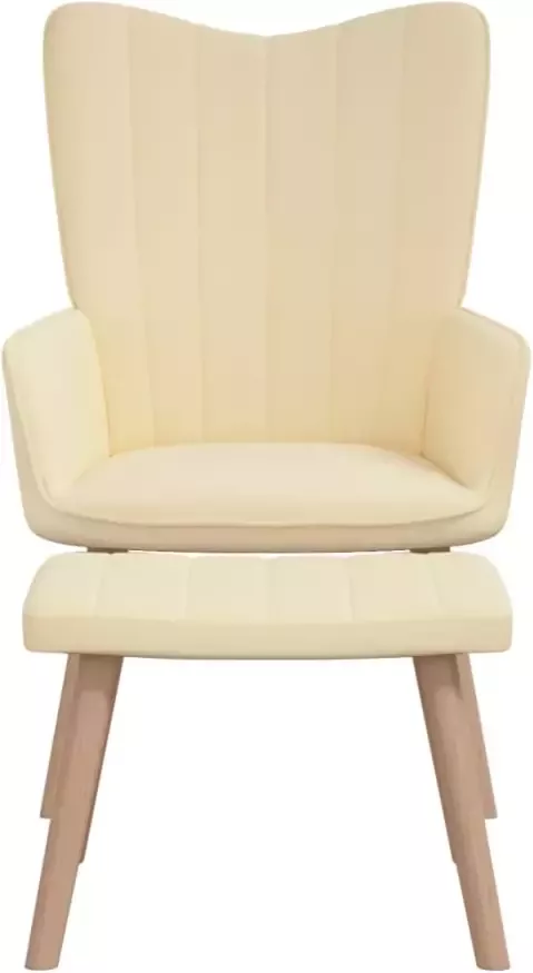 VIDAXL Relaxstoel met voetenbank fluweel crèmewit - Foto 6