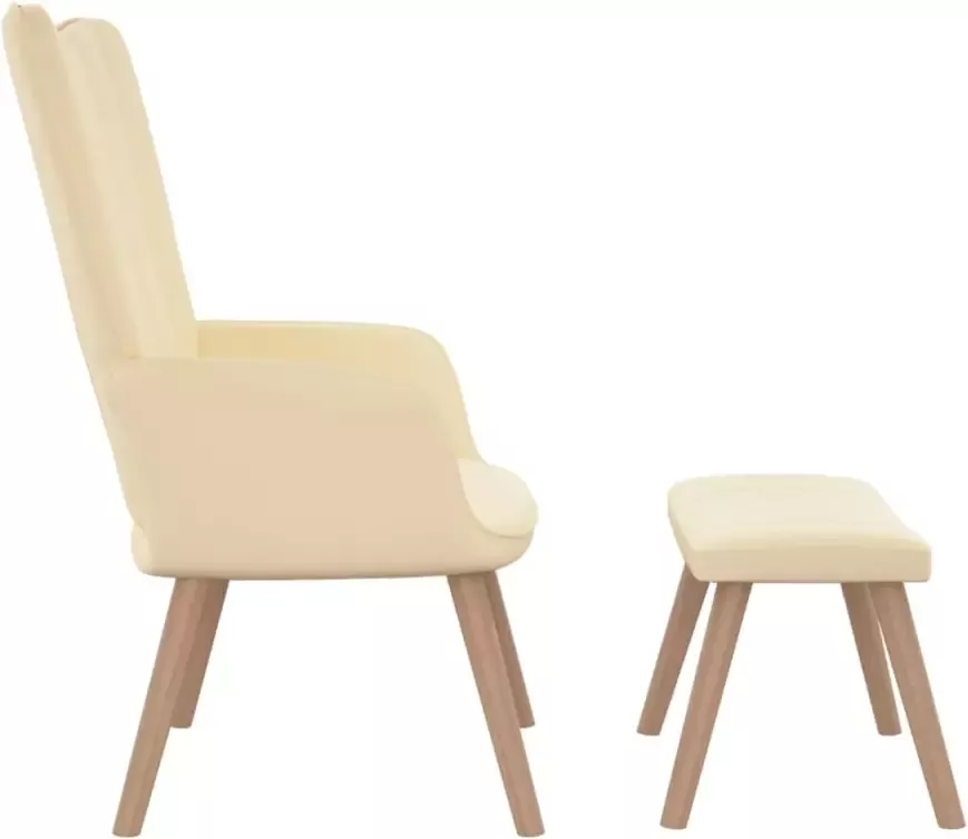 VIDAXL Relaxstoel met voetenbank fluweel crèmewit - Foto 5