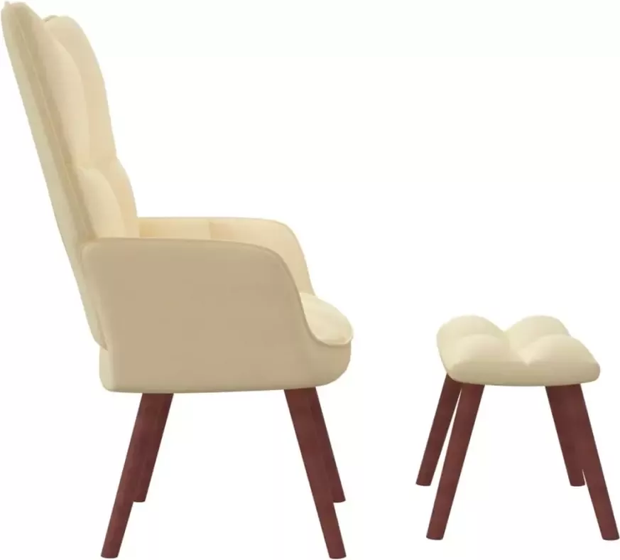 VIDAXL Relaxstoel met voetenbank fluweel crèmewit - Foto 1