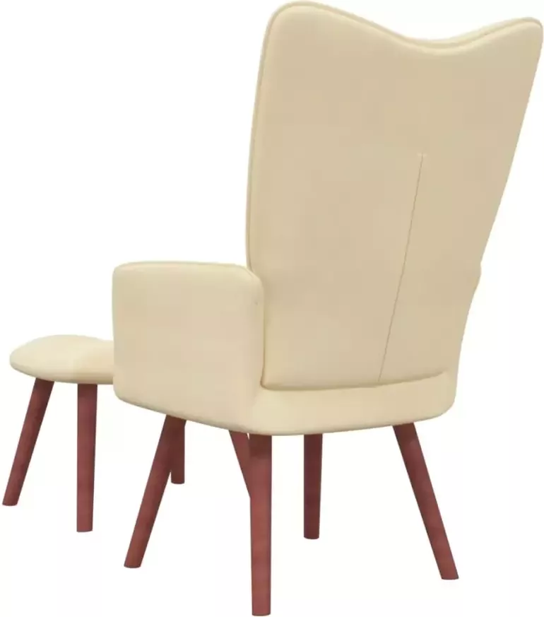 VIDAXL Relaxstoel met voetenbank fluweel crèmewit - Foto 2
