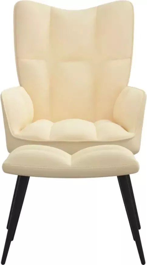 VIDAXL Relaxstoel met voetenbank fluweel crèmewit - Foto 4