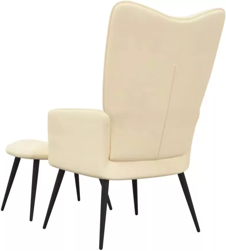 VIDAXL Relaxstoel met voetenbank fluweel crèmewit - Foto 2
