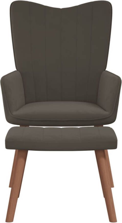 VIDAXL Relaxstoel met voetenbank fluweel donkergrijs - Foto 6