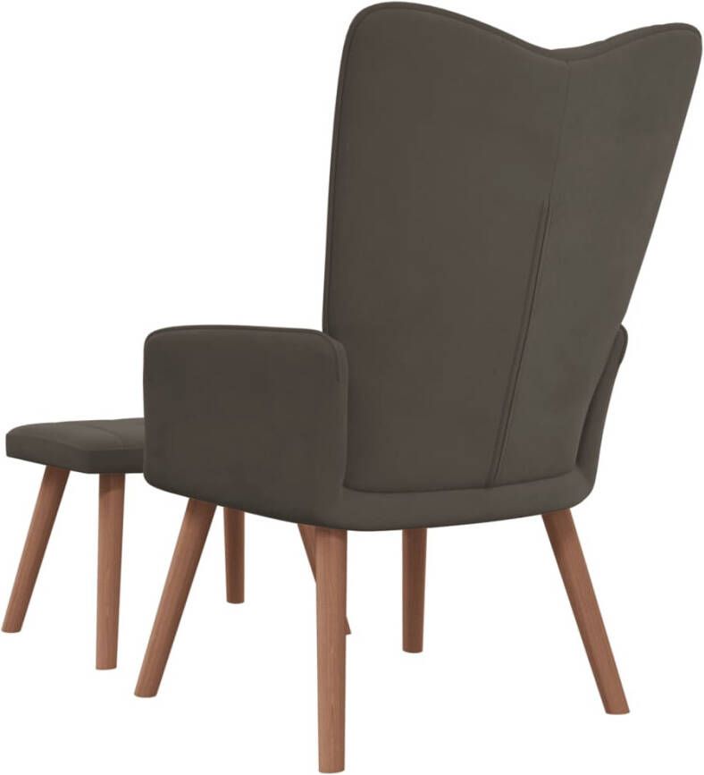VIDAXL Relaxstoel met voetenbank fluweel donkergrijs - Foto 4