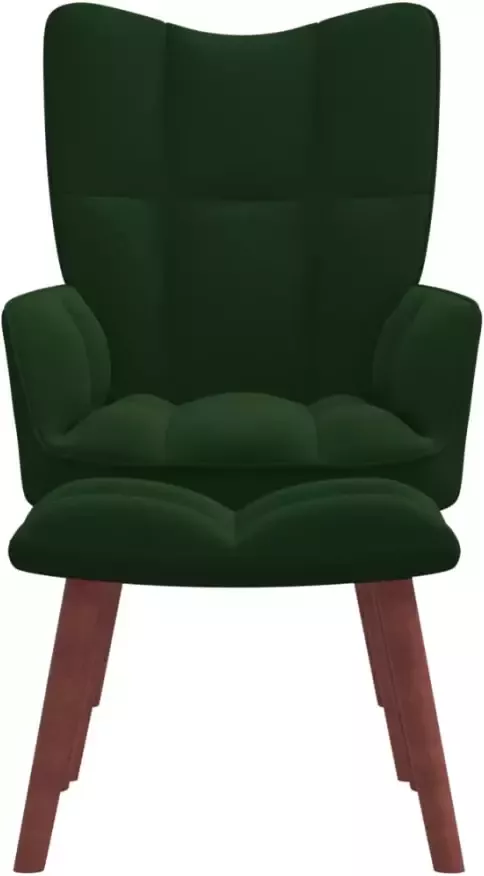 VIDAXL Relaxstoel met voetenbank fluweel donkergroen - Foto 3