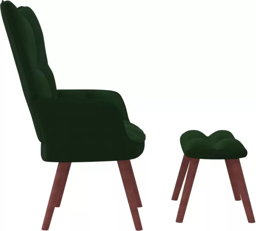 VIDAXL Relaxstoel met voetenbank fluweel donkergroen