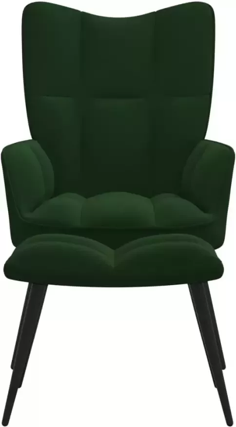 VIDAXL Relaxstoel met voetenbank fluweel donkergroen - Foto 4