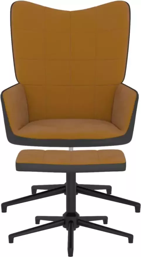VIDAXL Relaxstoel met voetenbank fluweel en PVC bruin - Foto 5