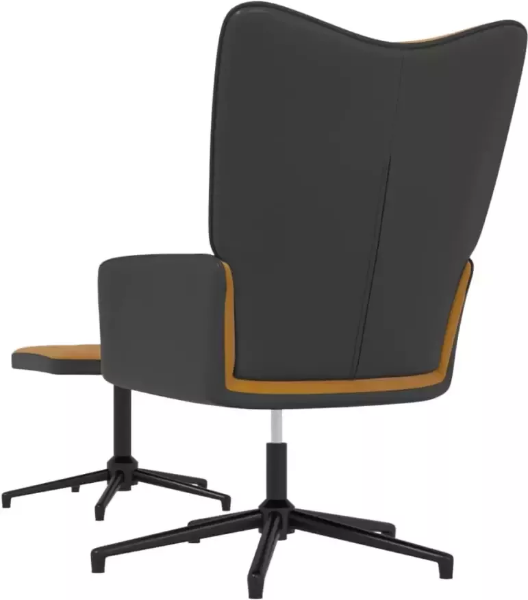 VIDAXL Relaxstoel met voetenbank fluweel en PVC bruin - Foto 3