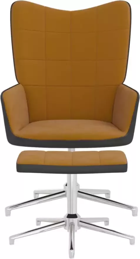 VIDAXL Relaxstoel met voetenbank fluweel en PVC bruin - Foto 6