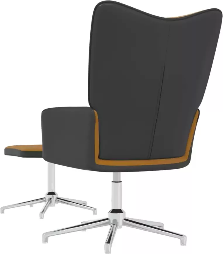 VidaXL Relaxstoel met voetenbank fluweel en PVC bruin - Foto 4