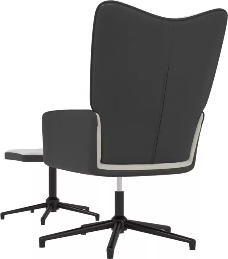 VIDAXL Relaxstoel met voetenbank fluweel en PVC lichtgrijs - Foto 2