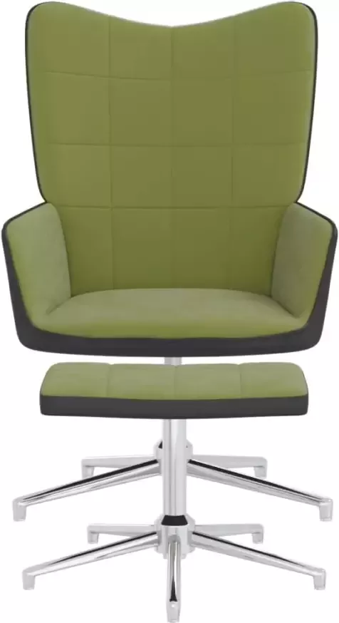 VidaXL Relaxstoel met voetenbank fluweel en PVC lichtgroen - Foto 4