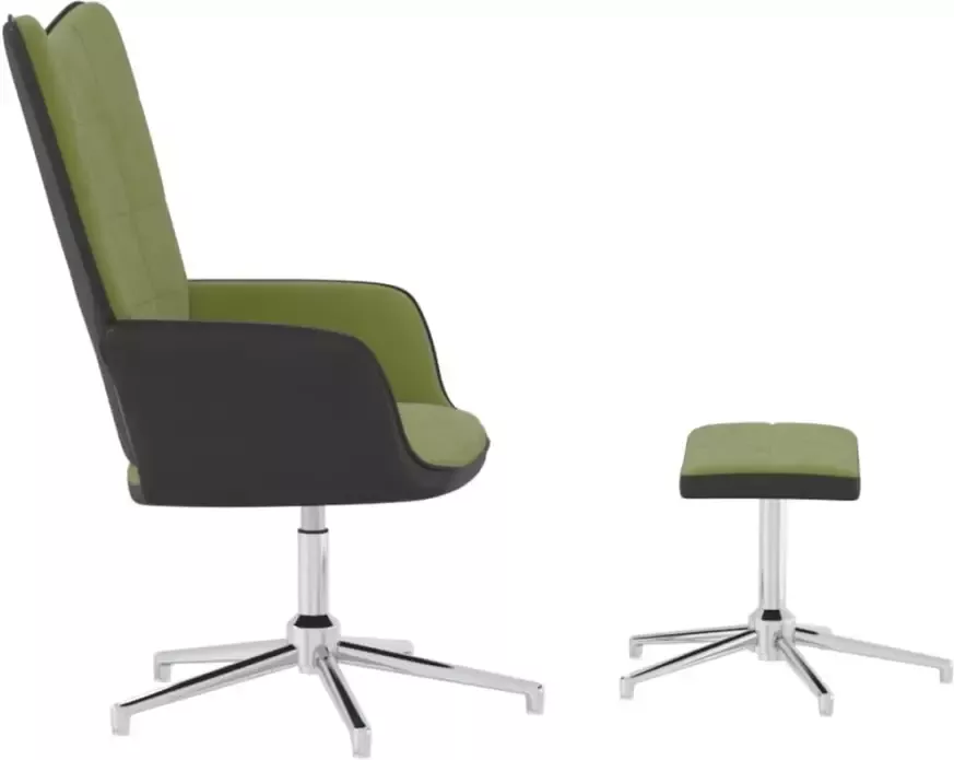 VidaXL Relaxstoel met voetenbank fluweel en PVC lichtgroen - Foto 3