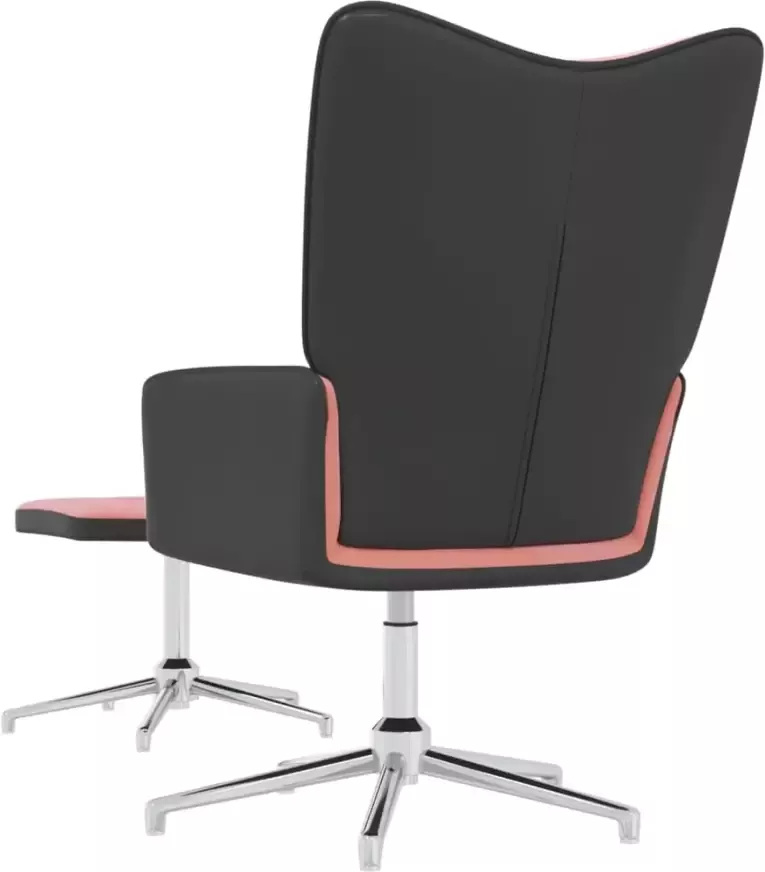 VIDAXL Relaxstoel met voetenbank fluweel en PVC roze