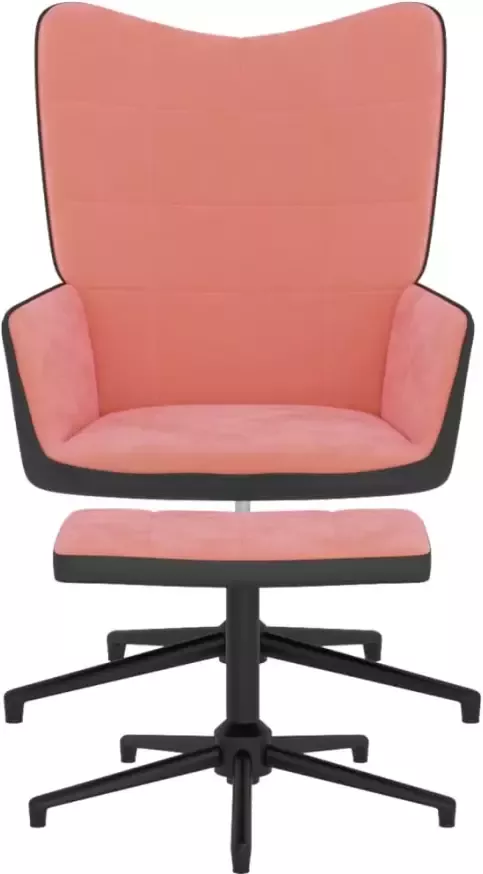 VIDAXL Relaxstoel met voetenbank fluweel en PVC roze - Foto 6