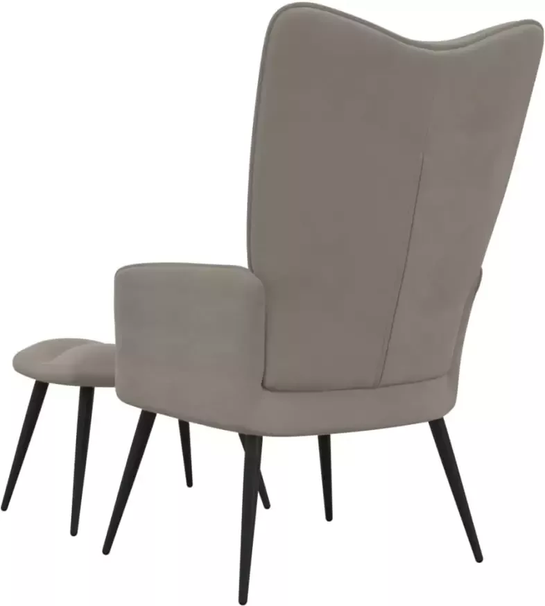 VidaXL Relaxstoel met voetenbank fluweel lichtgrijs - Foto 3