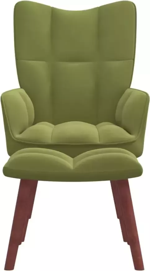 VIDAXL Relaxstoel met voetenbank fluweel lichtgroen - Foto 3