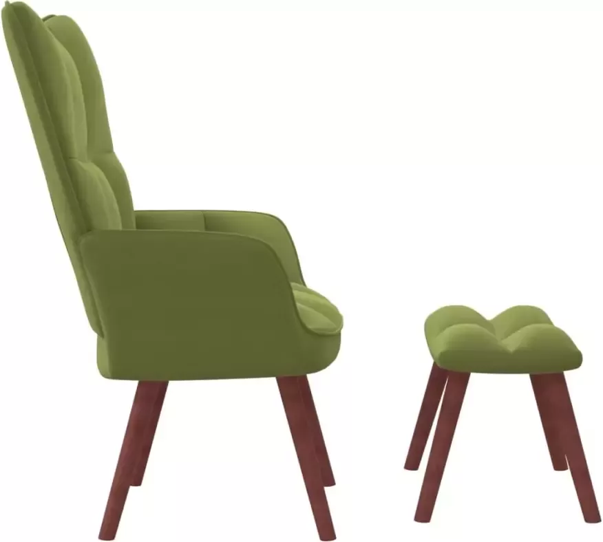 VIDAXL Relaxstoel met voetenbank fluweel lichtgroen