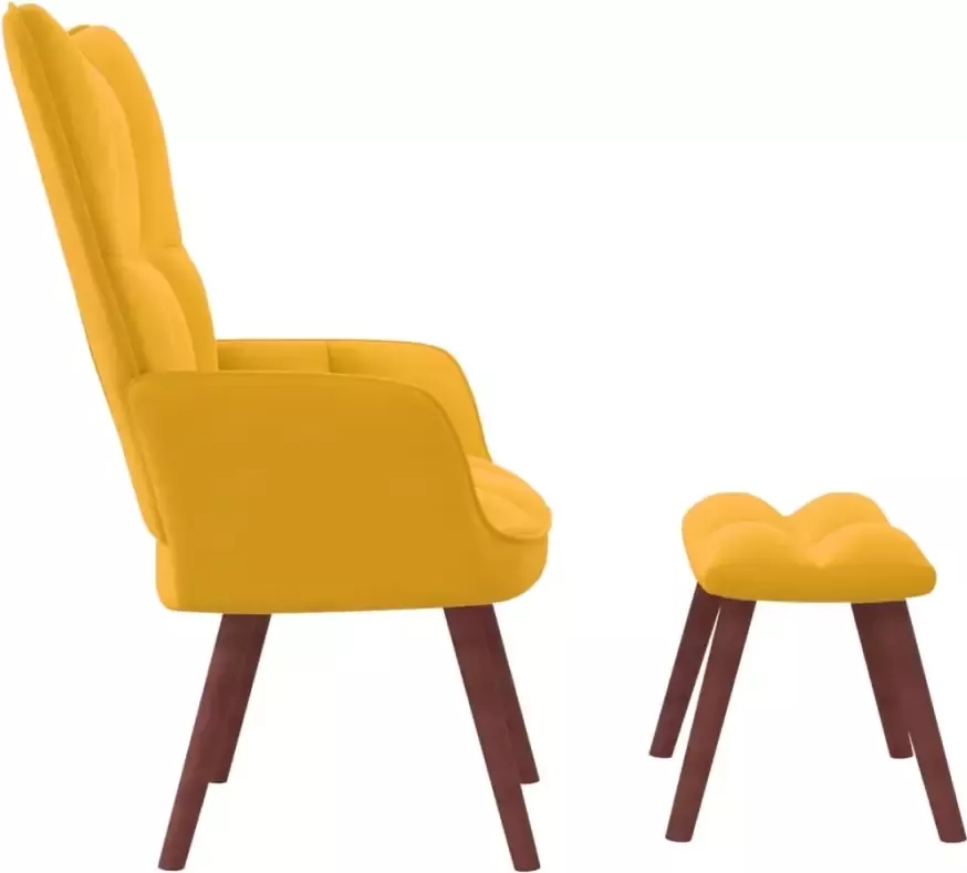 VidaXL Relaxstoel met voetenbank fluweel mosterdgeel - Foto 2