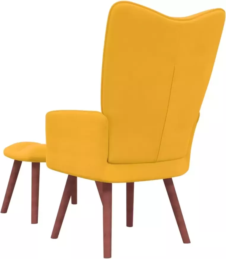 VIDAXL Relaxstoel met voetenbank fluweel mosterdgeel - Foto 3