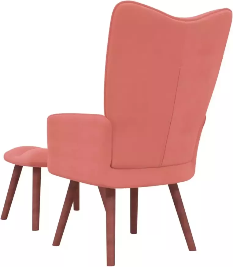 VIDAXL Relaxstoel met voetenbank fluweel roze - Foto 2